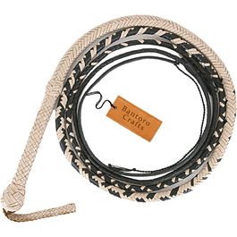 Чорно-кремова батогом з кенгурячої шкіри, важка батогом для биків з 16 пасмами, сплетений шкіряний пояс та шкіряна підкладка всередині, гучна, дзвінка батогом, стиль Індіани Джонса, для верхової їзди, кінний спорт, 6 метрів