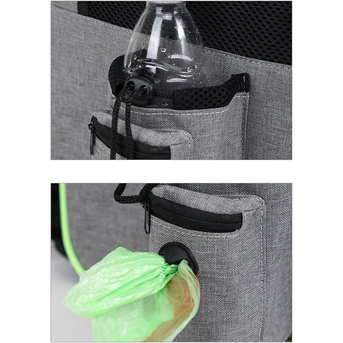 Рюкзак для котів | Переноска для собак, рюкзак-переноска для домашніх тварин, розширюваний, дихаючий, складаний, для подорожей, піших прогулянок, транспортування, сірий з зеленими вставками