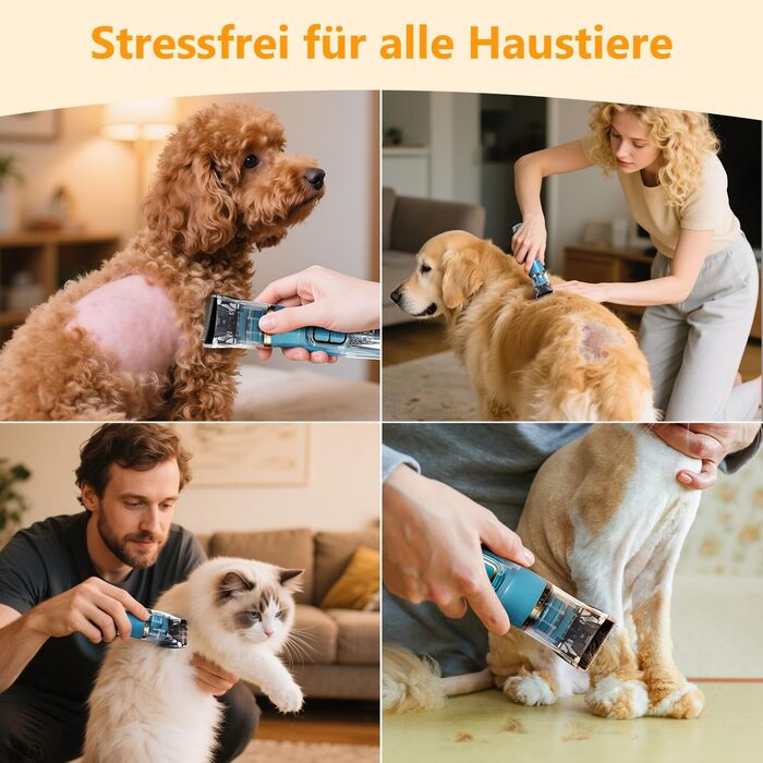 Машинка для стрижки собак Profi з титановими лезами – тиха (55dB), 3 швидкості, IPX5, акумулятор швидкої зарядки