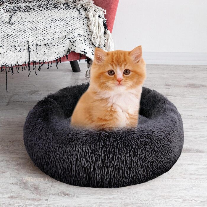 Кругле лежанка для собак та котів, 50 см, з ортопедичним пюшем, для дітей, сіра