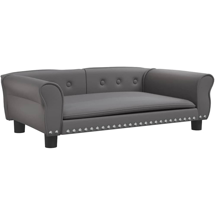 Крісло-ліжко для собак, лежанка для собак з м'якою подушкою, диванчик для маленьких собак, лежанка для домашніх тварин, лежанка для котів, штучна шкіра (95 x 55 x 30 см, сірий)