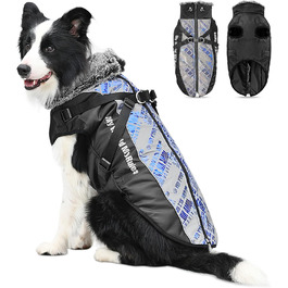 Водонепроникний теплий зимовий одяг для собак ALLSOPETS - куртка з відбиваючими смугами, стильна жилетка для холодної погоди (Blendblau, 3XL)