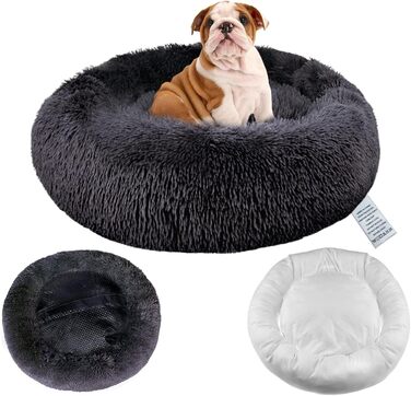 Крісло-гніздо для собак та котів, 80 см, антистрес, м'яке, знімний чохол, темно-сірий, Ø 80 см (XL)