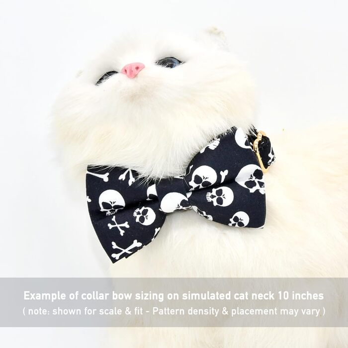Чорний метелик для котів з черепами та перехрещеними кістками, нашийник-запобіжник, тематика Хелловін, аксесуари для котів, розмір XS (20,3-33 см)