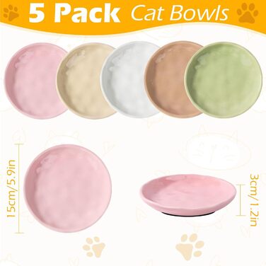 Набір мисок для котів Vikcvcsc 5 шт. з антиковзким дном, керамічні, для котів, кошенят та дрібних тварин