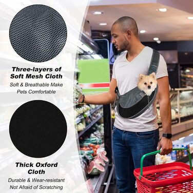 Тканинна переноска для собак, сумка для маленьких собак, переноска для тварин, дихаюча, регульована, переноска для собак і котів до 6 кг, ідеальна для прогулянок на вулиці (чорна)