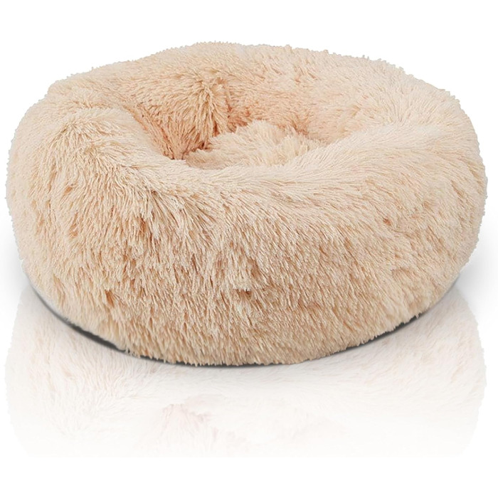 DEFACTO Лежанка для собак, м'який лежак для тварин з льонова текстури, лежанка-кошик, підняті бортики, неслизьке дно, діаметр (L - 70x70 см, Бежевий)