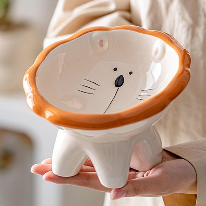 Підвищений годівниця для котів Busnos, керамічний, синій, 14x13x11 см, нахил 15°