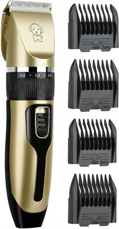 Машинка для стрижки собак та котів LTC бездротова з акумулятором, тиха, з керамічним лезом, USB, XXL набір: 4 насадки, пилка, ножиці для кігтів, гребінець для собак