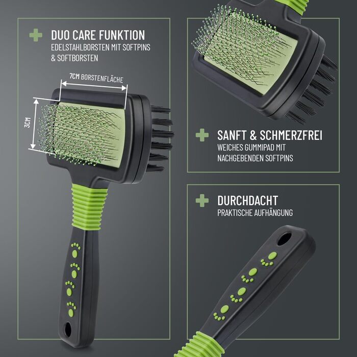 Щітка для собак та котів ReaVET, з функцією вичісування, для довгошерстих порід, велика (L), 2-в-1