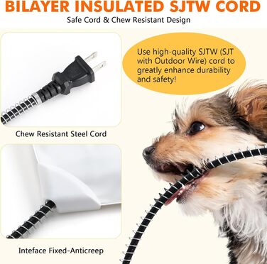 Електричний килимок для домашніх тварин Pecute - нагрівальний килимок для собак і котів з постійною температурою (M, 40x50 см)