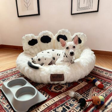 М'яке ліжко для домашніх тварин: ліжко для собак та котів у формі лап ведмедя, діаметр 60 см, бежеве