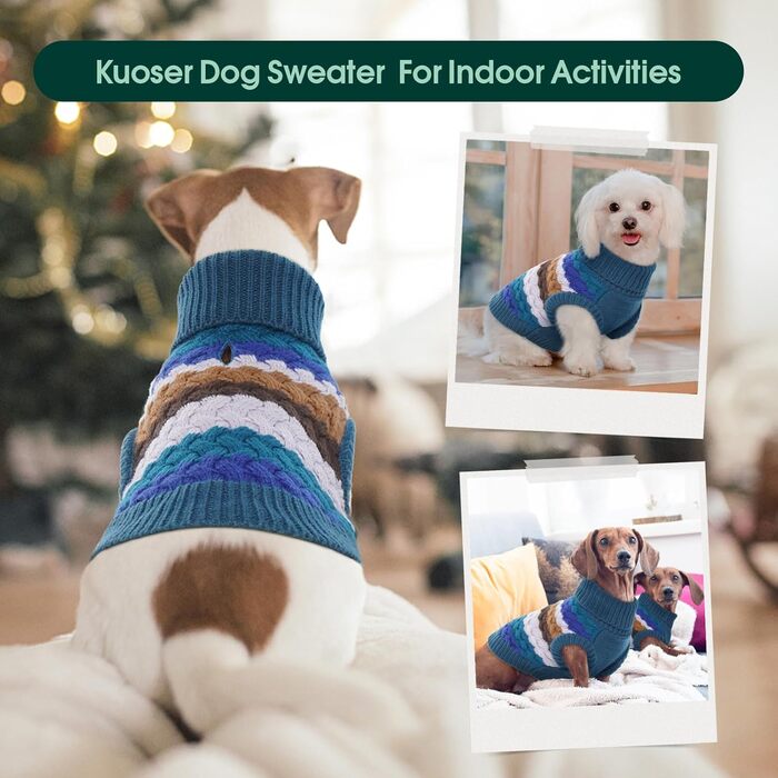 Теплий пуловер для собак Kuoser, малі та середні породи, фліс, зимовий одяг, блакитний, XS