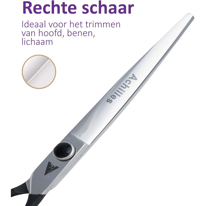 Професійний набір ножиць для грумінгу собак Achilles Pro Silver & Black 7 дюймів