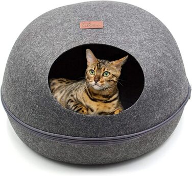 Стійка фетрова котяча хатинка-куб 25x46x51 см з м'якою подушкою, сучасна лежанка для котів і маленьких собак для сну та ігор, прана