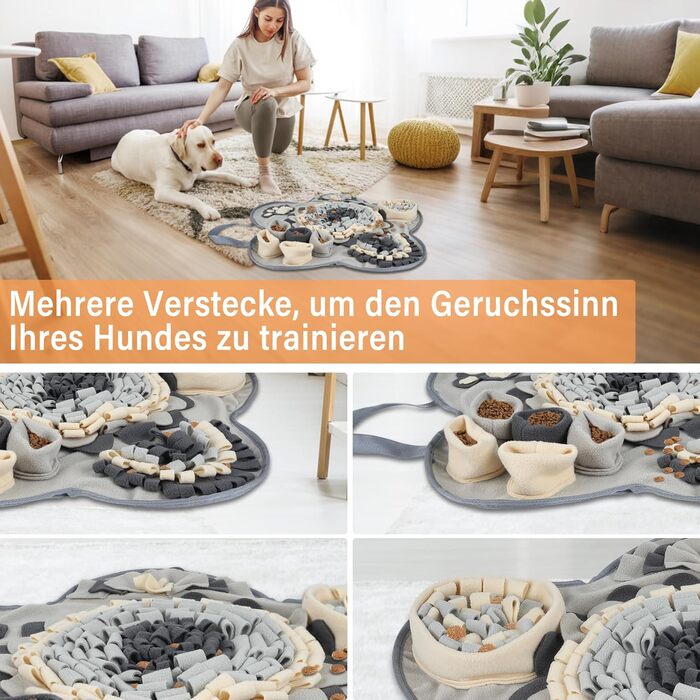 Килимок для носа собак Schnüffelteppich Grey 60*60: інтелектуальна іграшка-килимок для собак