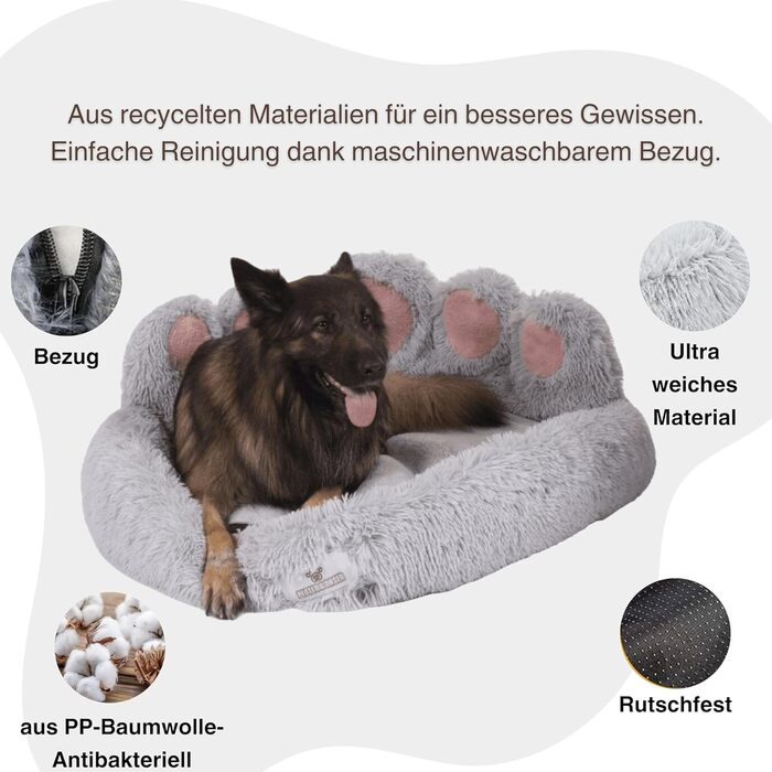 Кругле лежанка для собак Pfoten&nasen® Bärenpfote, 55-65 см, коричнева, XS, плюшеве, зручне, миється