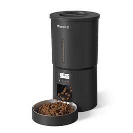 Автомат годівлі для котів 4.2L з програмуванням, з окремою мискою, подвійне живлення, 6 прийомів їжі на день (Чорний), миска з нержавіючої сталі