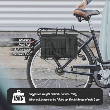 Складаний велосипедний кошик Spesh для передньої/задньої частини з PU-вкладишем, 33x20x22 см