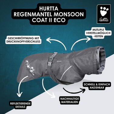 Дощовик для собак Hurtta Monsoon Coat II ECO (Рубін, 45 см)