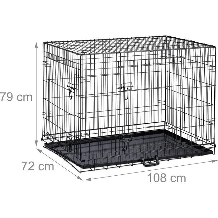 Клітка для собак Relaxdays: зручна переноска для дому та автомобіля, сталь, чорна (87x122x80 см)