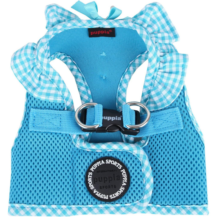 Шлейка для собак Puppia Vivien West - регульована, м'яка, в клітинку (Himmelblau, XS)