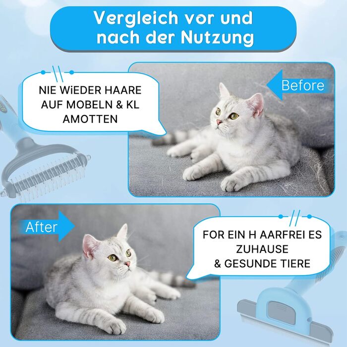 Двостороння щітка для вичісування підшерстка котів та собак | Для середніх та великих порід | З нержавіючої сталі