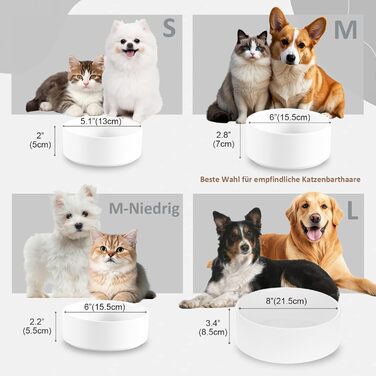 Керамічна миска для собак, годівниця для собак - неслизька миска для собак маленьких та середніх порід, миска для води для великих котів - керамічна миска для корму та води - 15 см - 320 г / 720 мл - біла