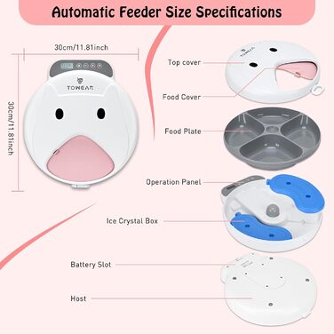 Автоматичний годівник для котів та собак з цифровим дисплеєм, 4 відсіки по 240 мл, таймер