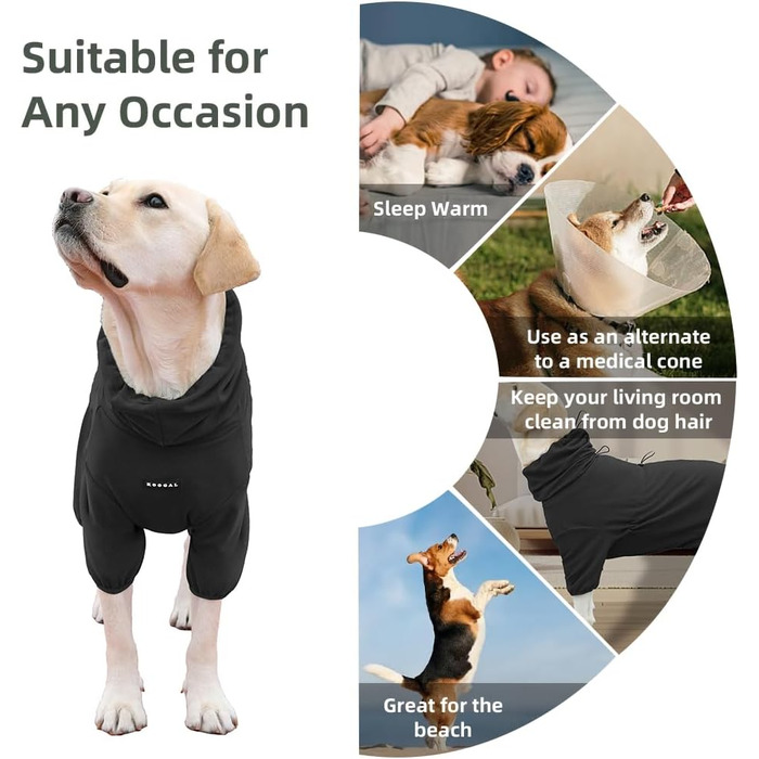 Піжама для собак великих і надвеликих порід, розтяжна, для дорослих собак, 6XL, чорний колір