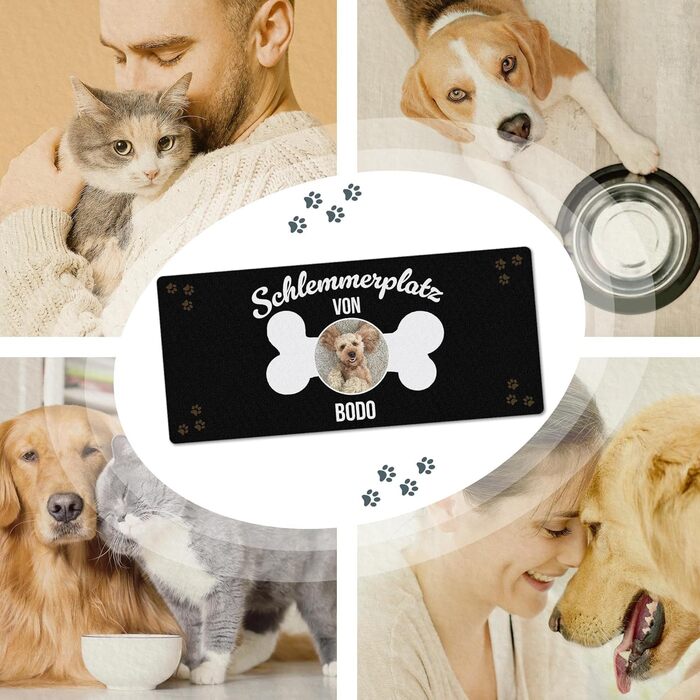 Персоналізована килимок для годування собак з іменем та фото - Royal, 90 x 40 см, миючий, протиковзкий