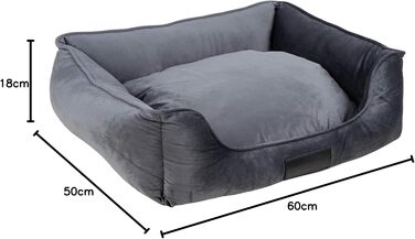 Ліжко District 70 VELURO Box - сірий колір, розмір S - ліжко з ящиком, сіре, S