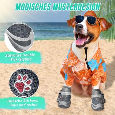 Взуття для собак SlowTon: 4 шт. захист лап, дихаючі, з неслизькою підошвою, регульовані, світловідбиваючі, водонепроникні. Підходять для собак маленьких, середніх та великих порід