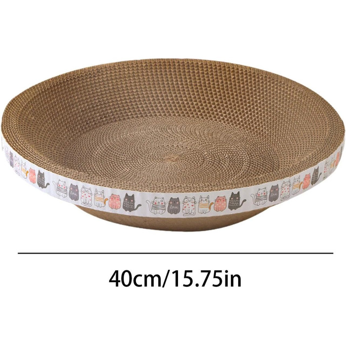 Котячі дряпки, овальні котячі дряпки з мискою та гніздом, гофрокартонна лежанка для котів, котячі дряпки для диванів та килимів (кругла середня (діаметр 40 см, висота 9 см))