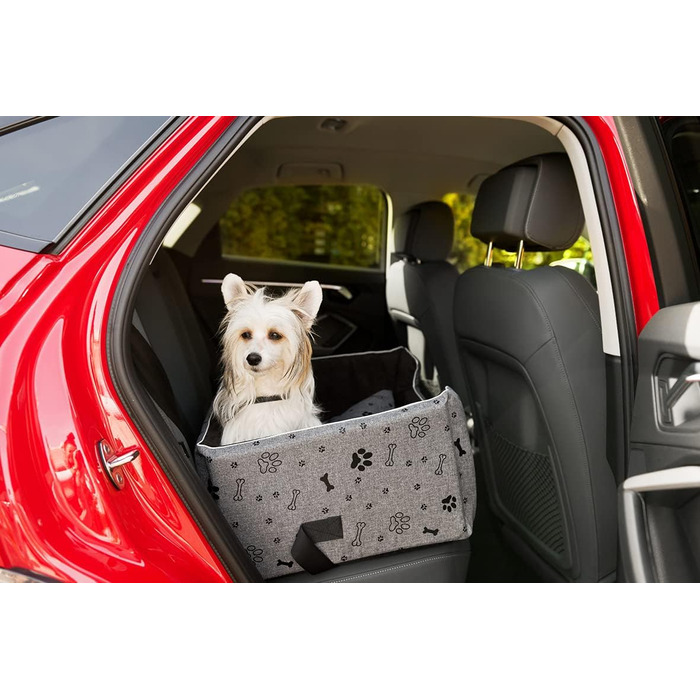 Автокрісло для собак Boutique Zoo | Зручне автокрісло для собак, котів та інших домашніх тварин | Для заднього сидіння, пасажирського сидіння | Автоматичне ліжко для собак, сумка-переноска | Поліестер, еко-замша | Колір: | Розміри: (L (57x50 см), Сірий / 