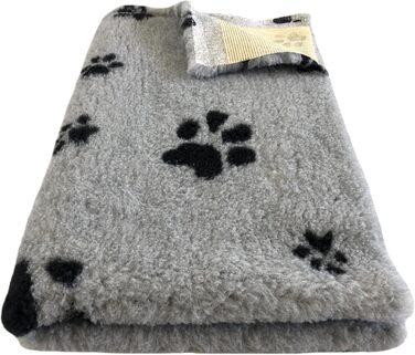 Килимок для собак Elropet Vetbed: преміум якість, 22 мм, для малих та великих собак. Розміри: S/M/L (100x80 см). Колір: світло-сірий з чорною лапкою.