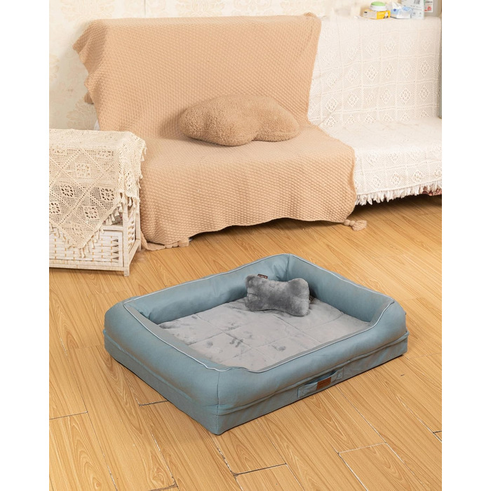 Лягушкове ліжко для собак Raikou з знімним подушкою, м'яке та миється – місце для сну, подушка для собак, собаче ліжко, килимок для собак - високоякісне ліжко для тварин для вашого вірного друга. (Блакитний, 80 * 60 * 7 см)