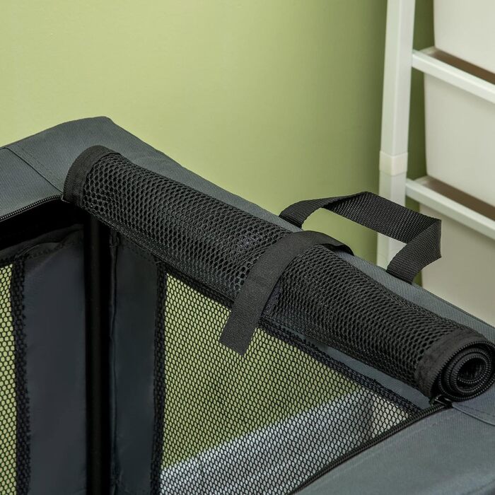 Транспортна сумка для тварин PawHut, складна, сіра та чорна, 90 x 63 x 63 см