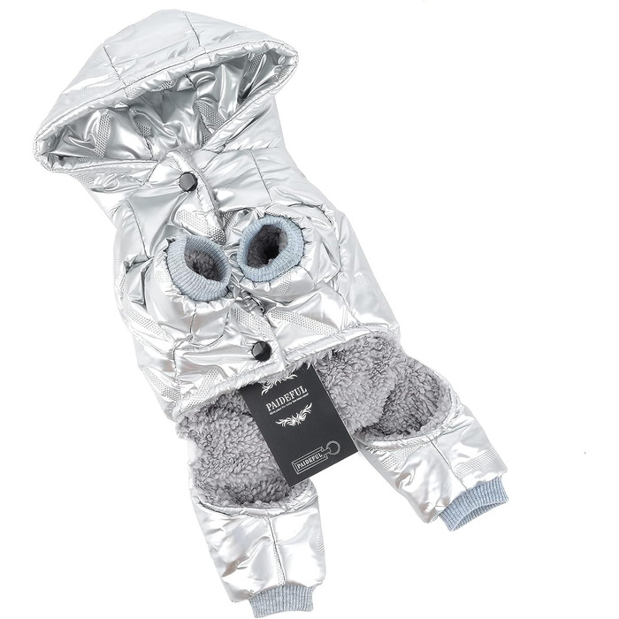 PAIDEFUL Зимовий теплий пуховик для собак - куртка з капюшоном для маленьких собак, чихуахуа, котів. Сріблястий колір, водонепроникний, для холодної погоди. Розміри S-XXL