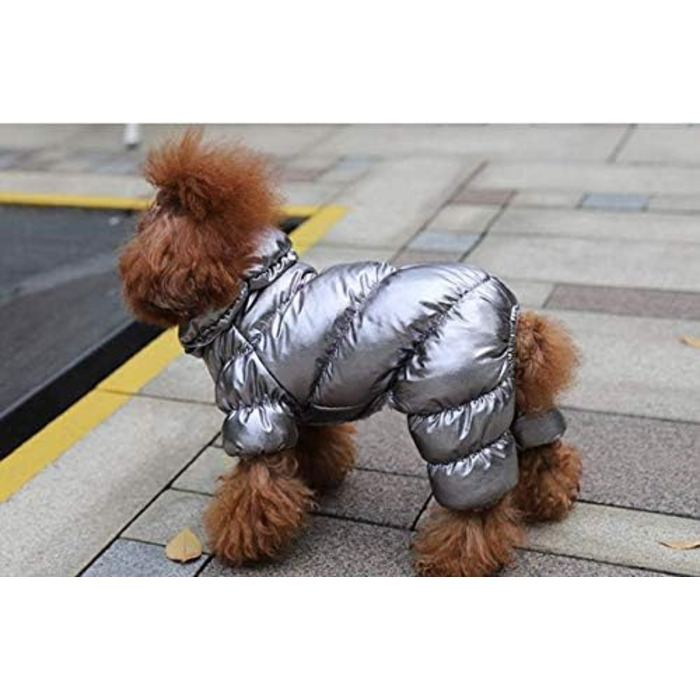 Флісовий комбінезон для собак, куртка для собак, степна, для холодної погоди, розмір S, сріблястого кольору