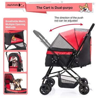 Складаний візок для собак та котів до 20 кг, червоний