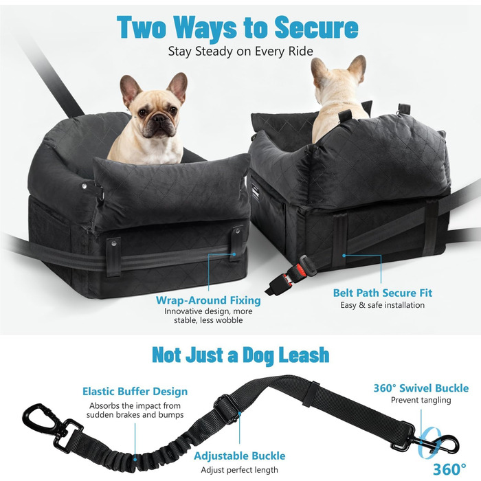 Автокрісло для собак EASTBLUE: комфортне та безпечне автоліжко для собак малого та середнього розміру (до 15,9 кг), чорного кольору, середнього розміру