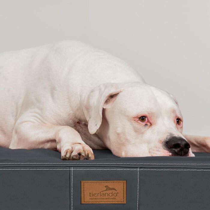 Ортопедичний лежак для собак Tierlando® Oscar Easy CLEAN з екошкіри та віскоеластичної піни, 100x80 см, колір: графіт