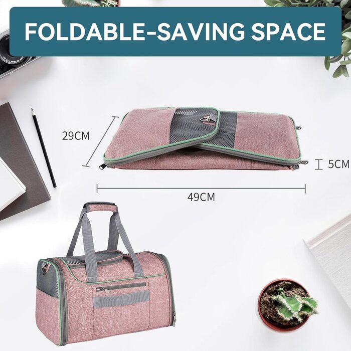 Транспортна переноска для котів середніх та маленьких порід (до 7,3 кг), м'яка, складна, для подорожей та авіаперельотів