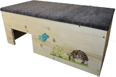 Будинок для черепах Nagerstore XXL 80x40x32 см, дерев'яний тераріум з вітрозахистом, відкривний дах, лакований