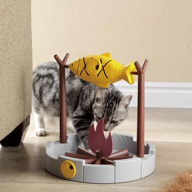 PetPals дозатор для котячих ласощів та сухого корму, інтерактивна миска-іграшка для повільного годування, для снеків з риби, 27,9 см