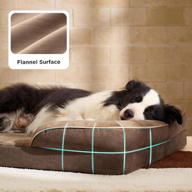 Ортопедичне ліжко для собак BEDSURE - 106x80 см. М'яке ліжко-софа для великих собак з ефектом пам'яті, антиковзаюче, миється