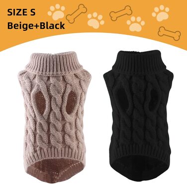 Теплий зимовий пуловер для собак, 2 шт. - пуловер з коміром-хомутом для дрібних собак, теплий одяг для цуценят
