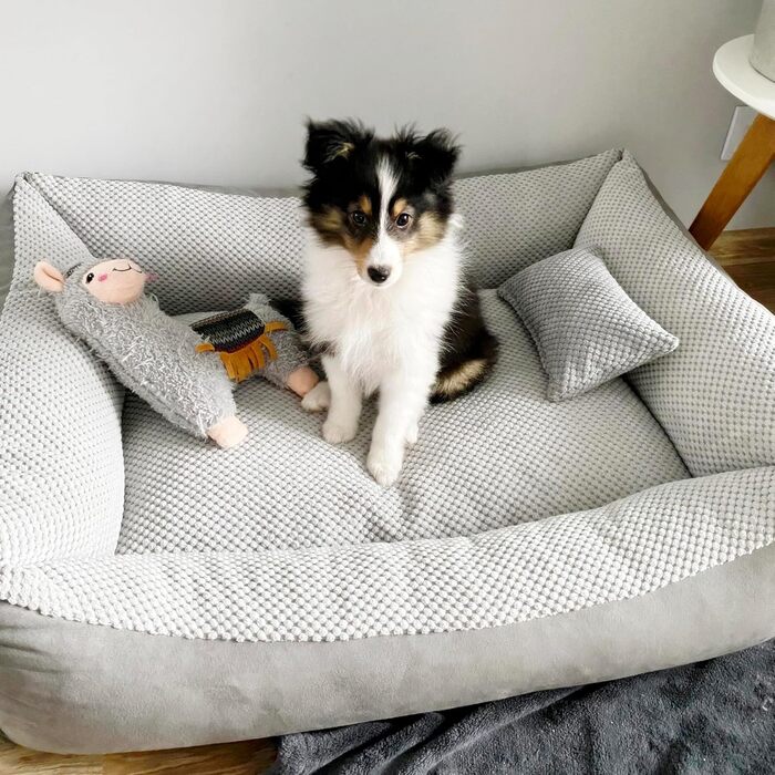 Квіткове ліжко для котів та собак 4L Textil Teo: м'яке, зручне, миється, 60x40 см, сірий колір