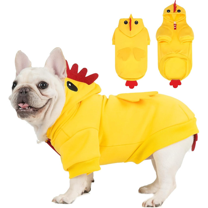 Костюм для собак EXPAWLORER у вигляді курки, косплей для малих, середніх та великих собак, костюм на Хелловін, м'який пуловер, світшот, кумедний халат з капюшоном для тварин, одяг для цуценят, котів, хлопчиків та великих собак